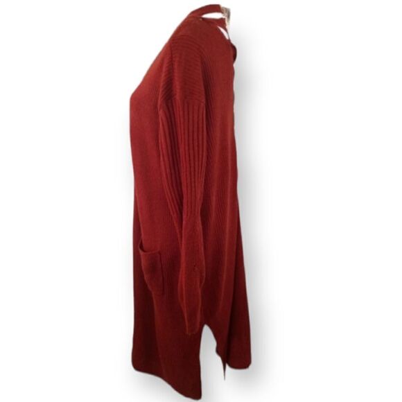 NO BOUNDARIES RUST LACE UP BACK LONG CARDIGAN SZ.XL GUC - Picture 4 of 9